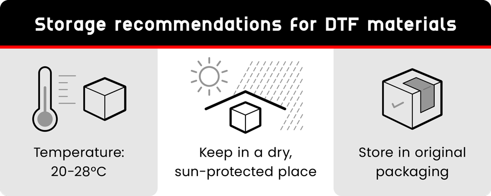Storage instruction for DTF materials